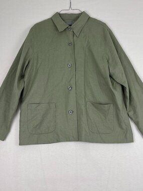 Vintage 90s Liz Claiborne LizSport Linen Jacket Size 16P Sage Green
